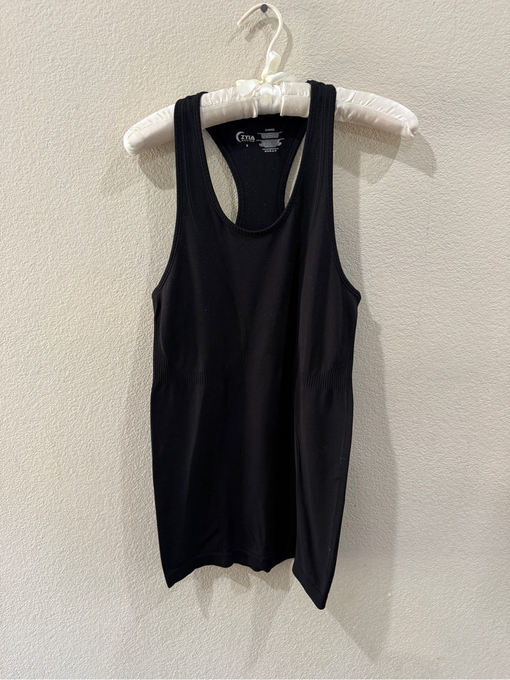 ZYIA Black Racerback Tank with Crescent Logo